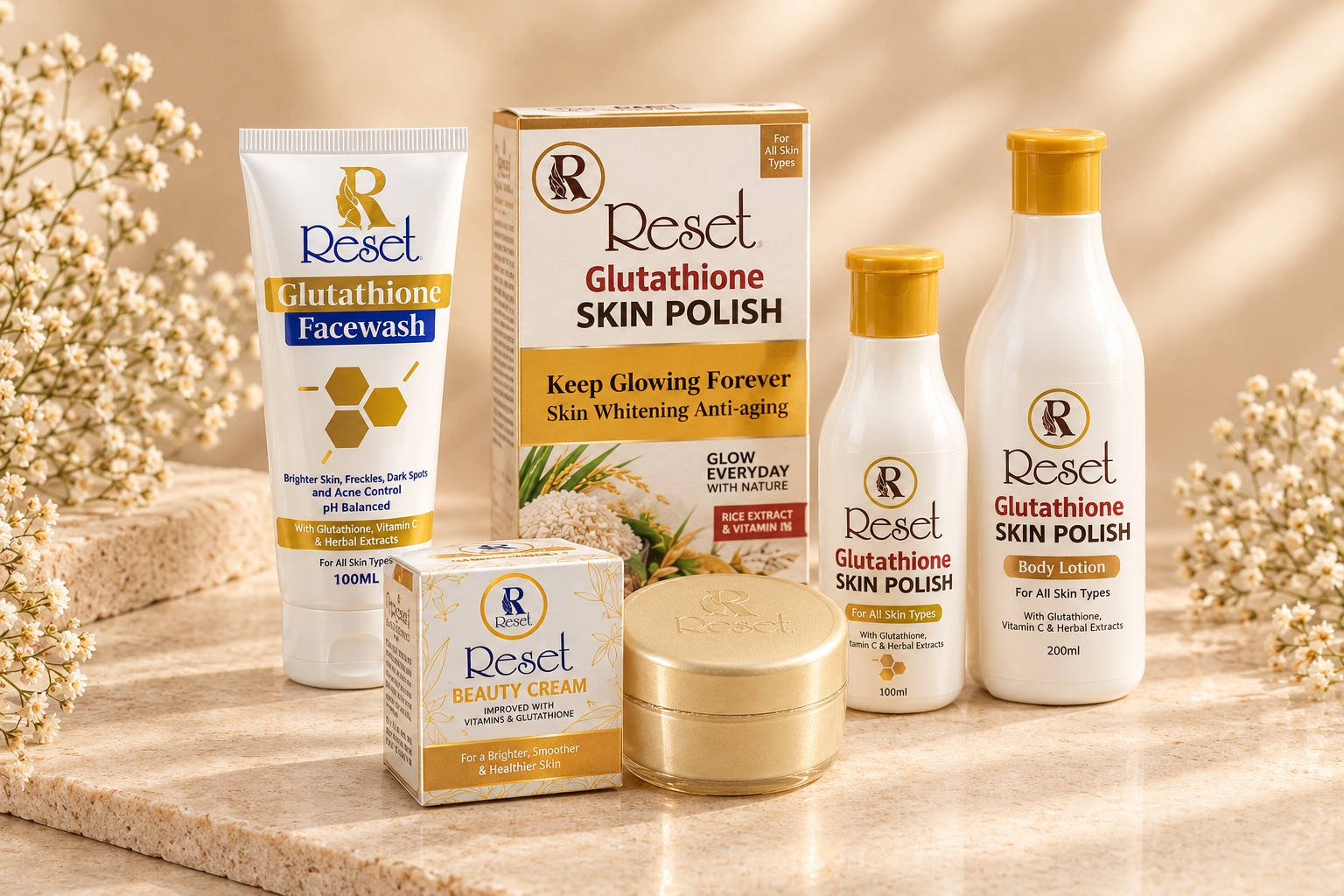 Reset Glutathione Glow Trio Bundle packaging