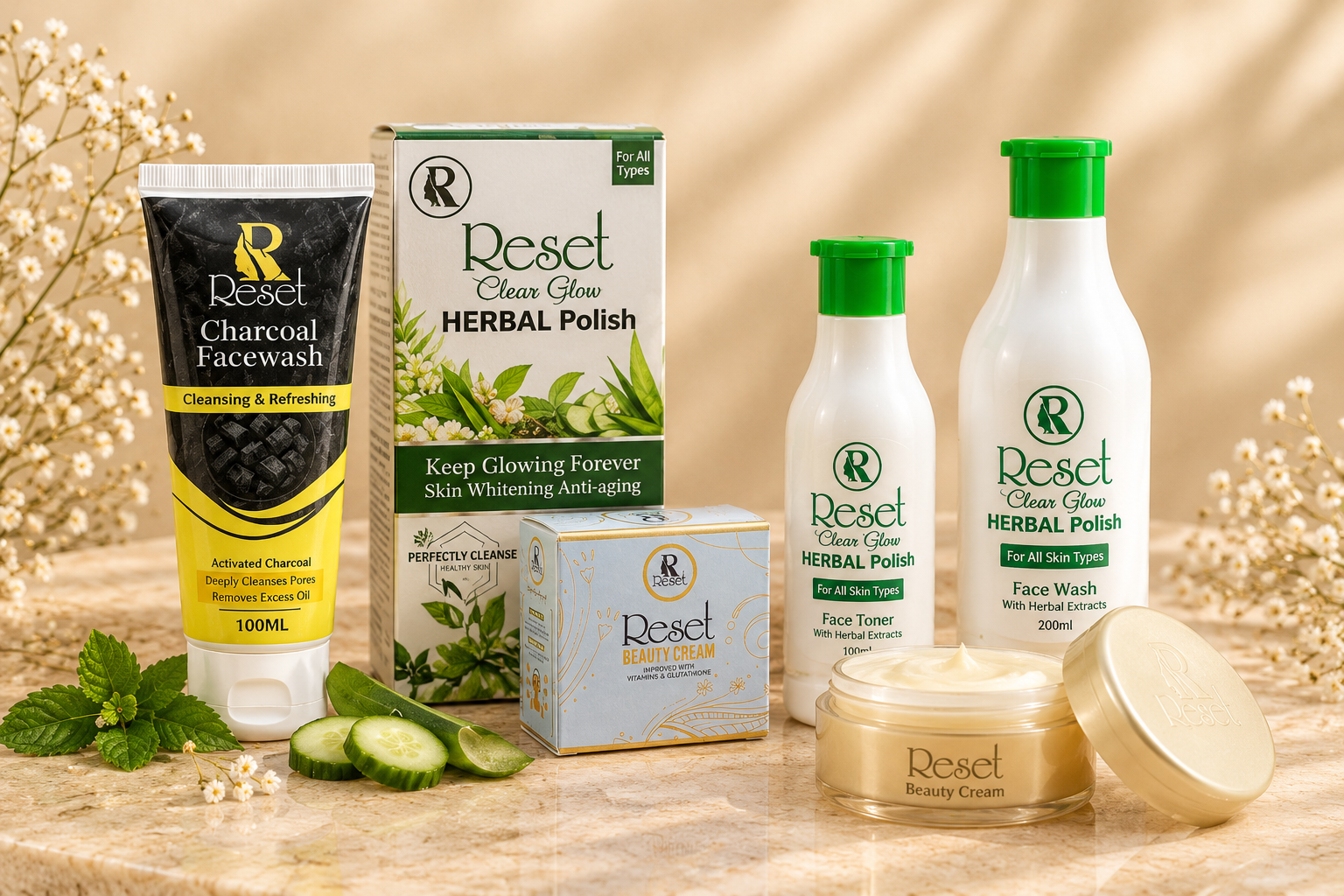 Reset Glassy Herbal Glow Trio Bundle packaging