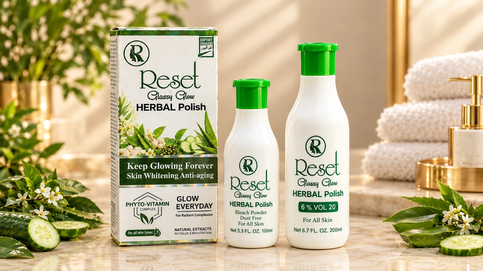 Reset Glossy Glow Herbal Polish packaging